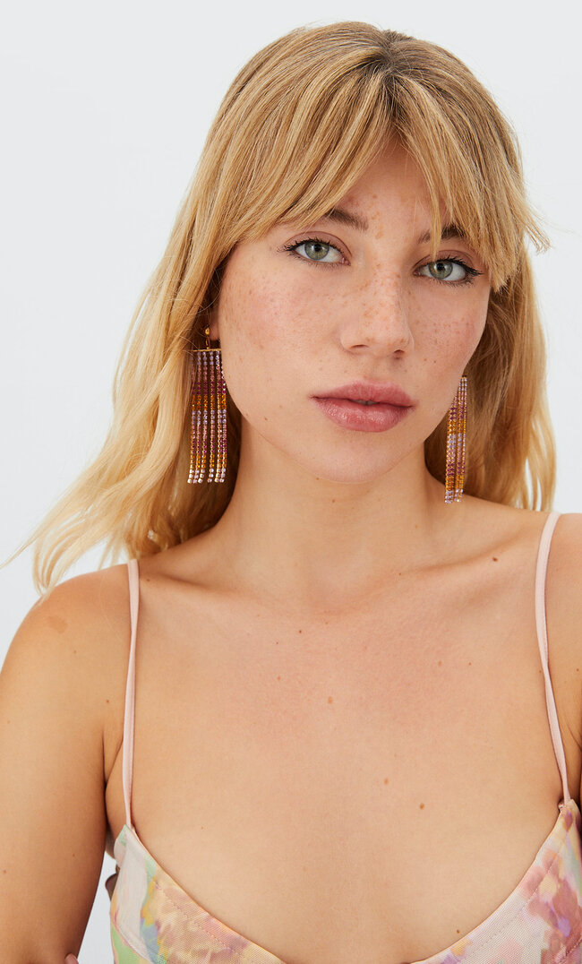 

Stradivarius Boucles D’oreilles Pendantes Cristaux De Couleur. Jaune M