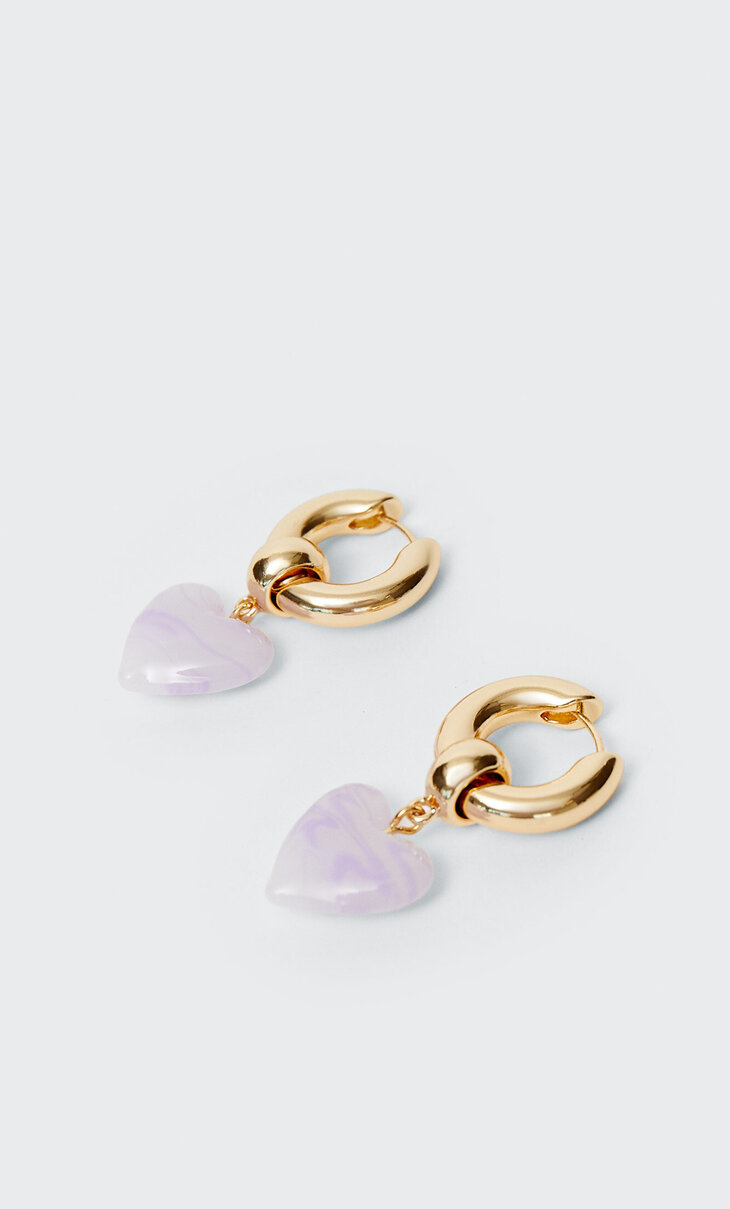 Glass heart earrings