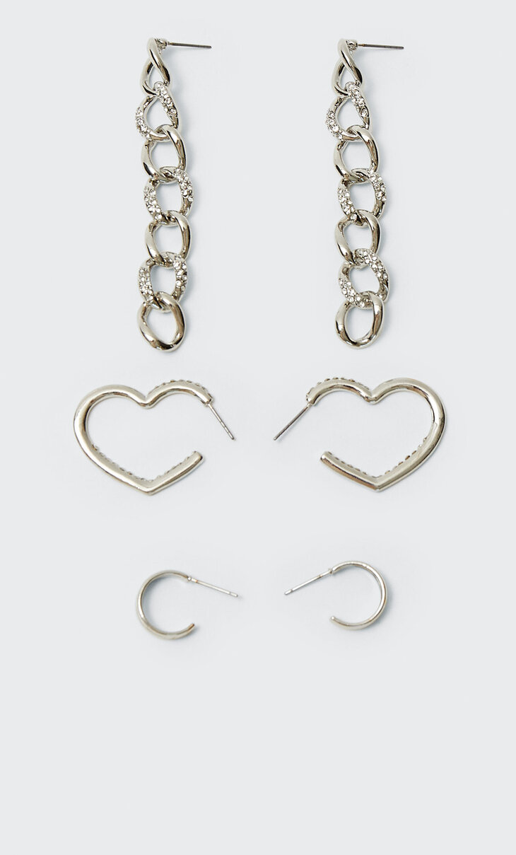 Heart and chain earrings