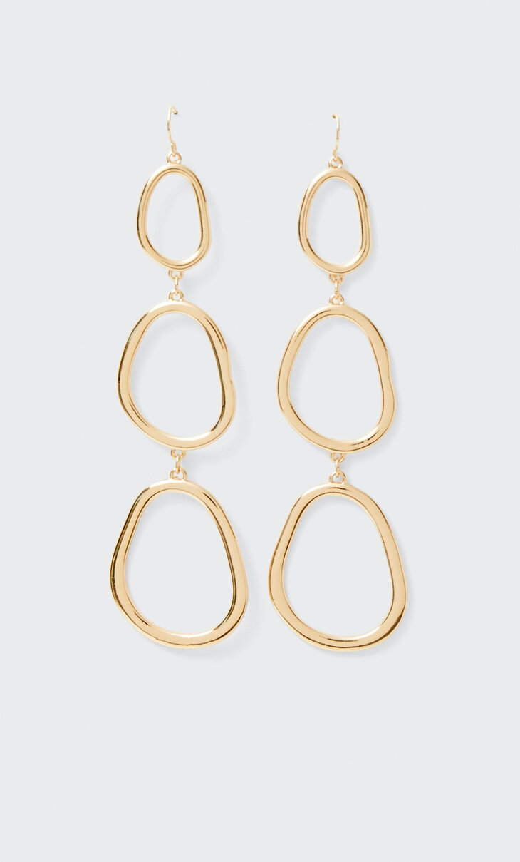 Long geometric hoop earrings