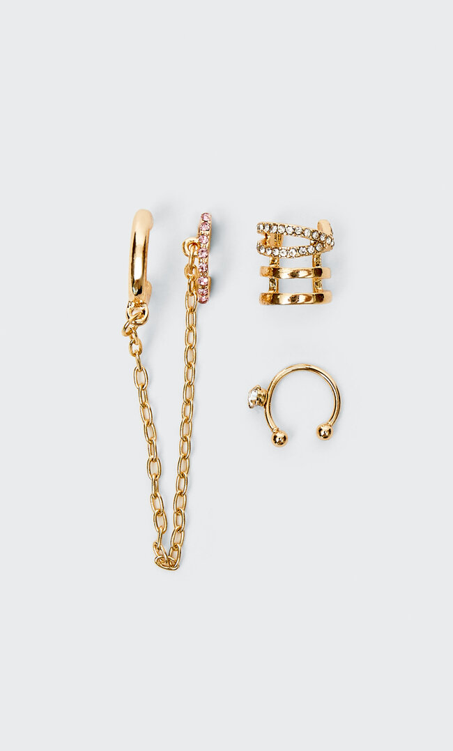 Stradivarius Earcuffs Mit Kette Gelb M