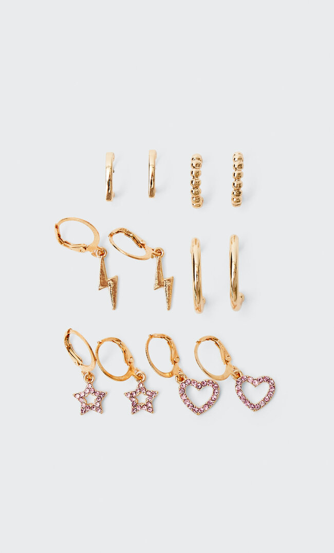 

Stradivarius Set Mit 6 Ohrringen Mit Glitzeranhängern Gelb M