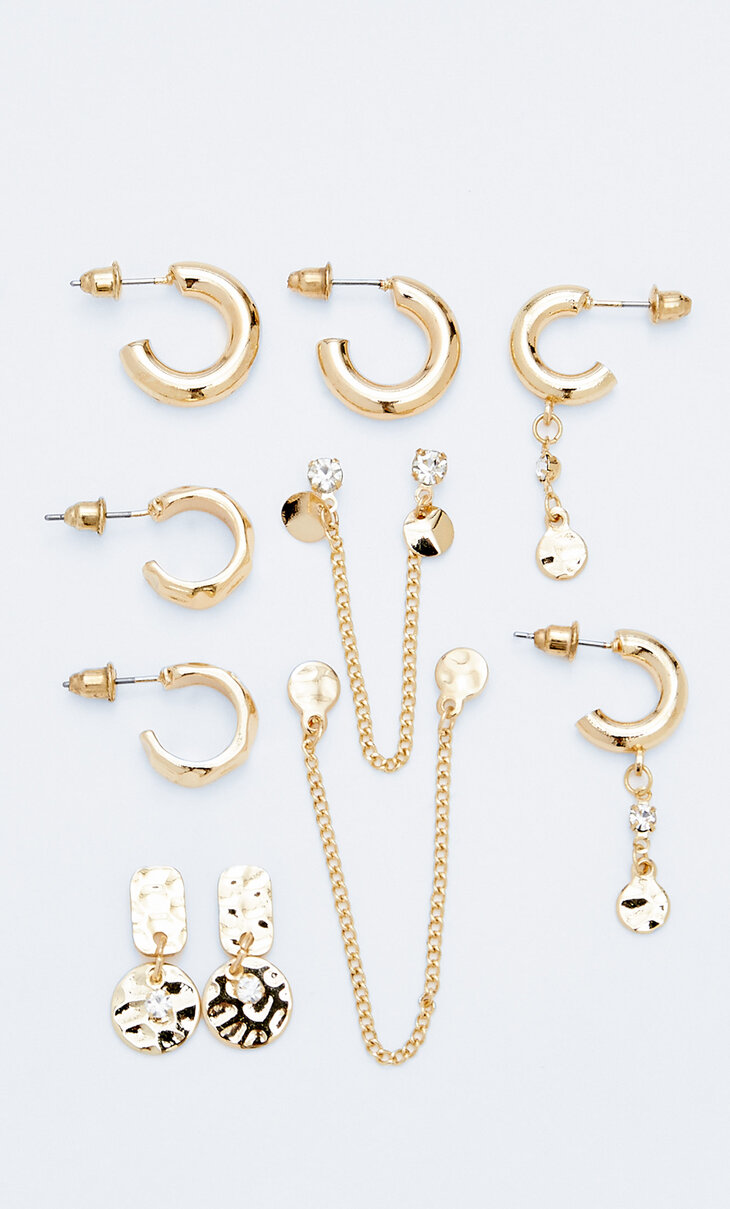 Set of 6 pairs of rhinestone earrings