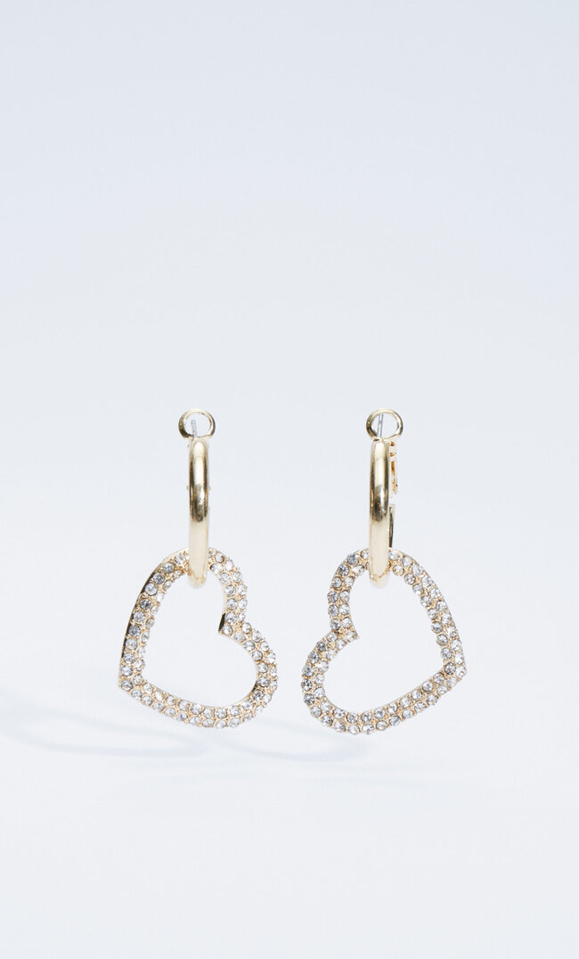 

Stradivarius Ohrringe Mit Herz Und Strass Gelb M