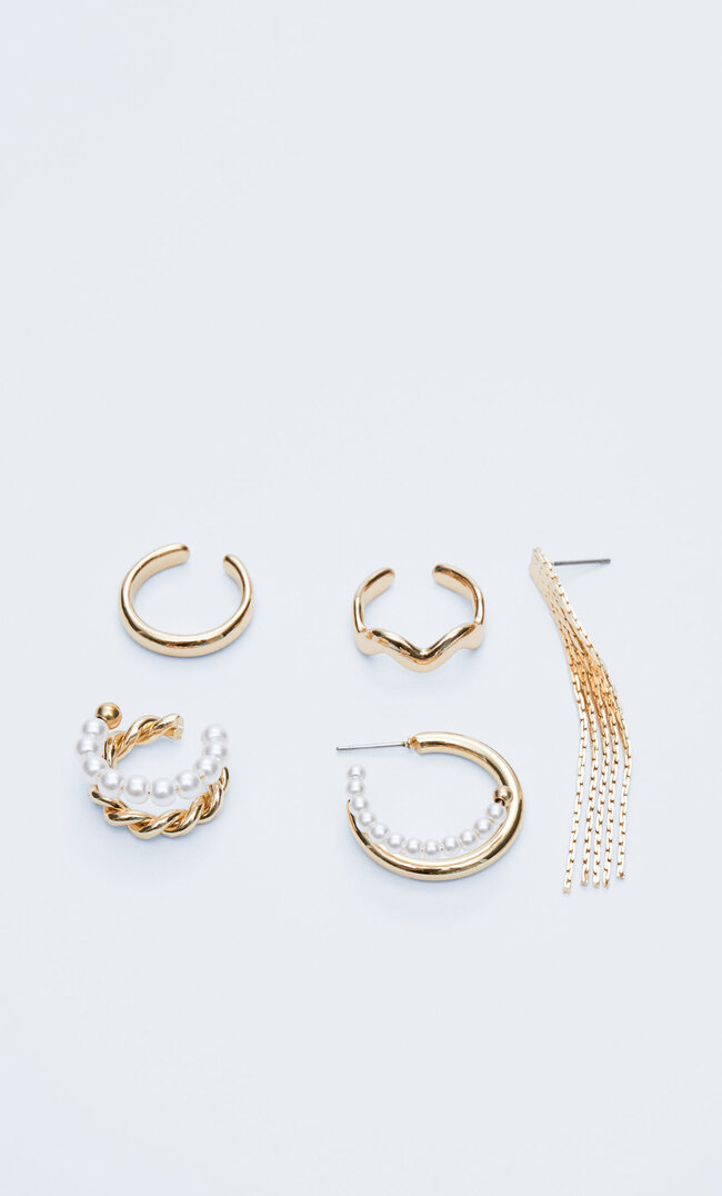 

Stradivarius Ear-Cuffs Mit Kunstperlen Gelb M