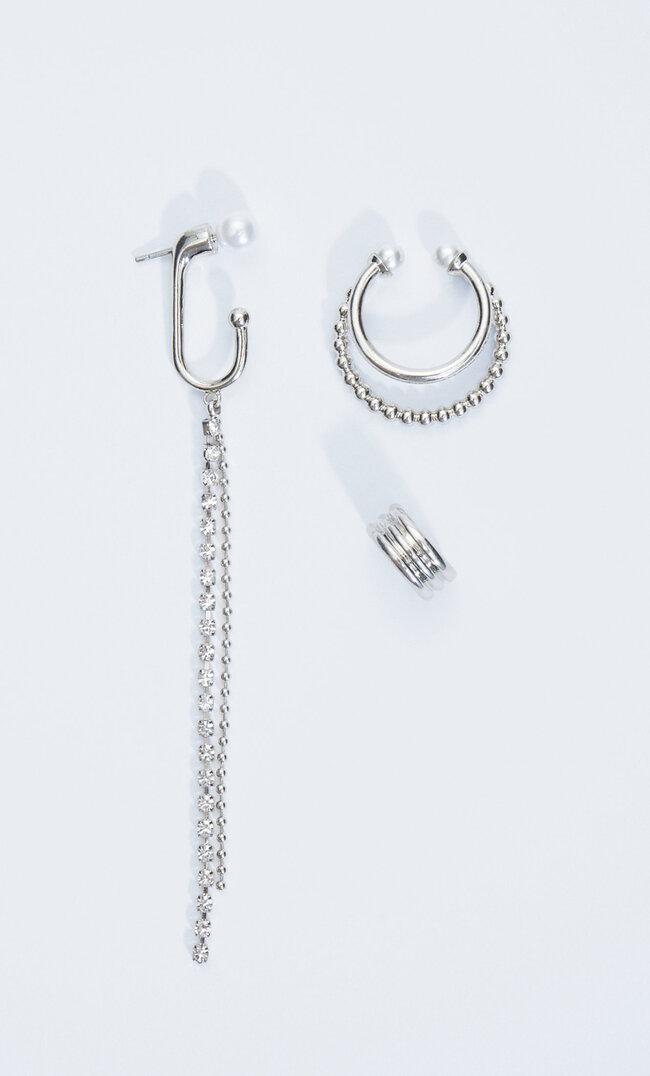 

Stradivarius Ear-Cuff-Ohrringe Mit Kunstperlen Grau M