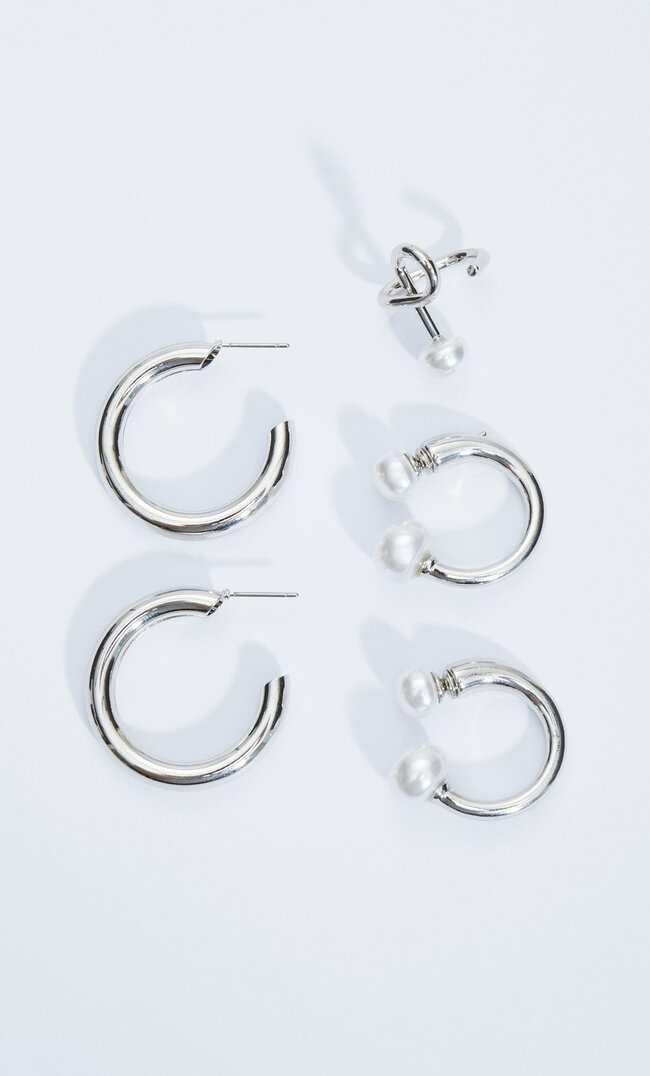 

Stradivarius Doppelpack Ohrringe Und Earcuff Grau M