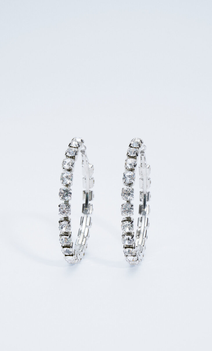 Diamanté hoop earrings