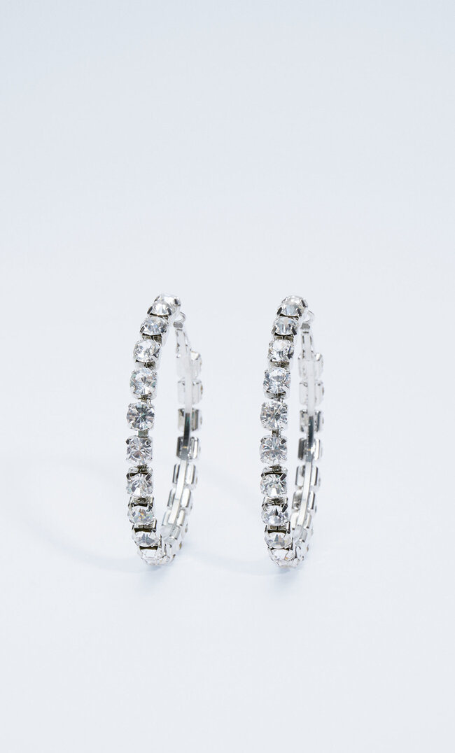 

Stradivarius Hänge-Ohrringe Mit Strass Grau M