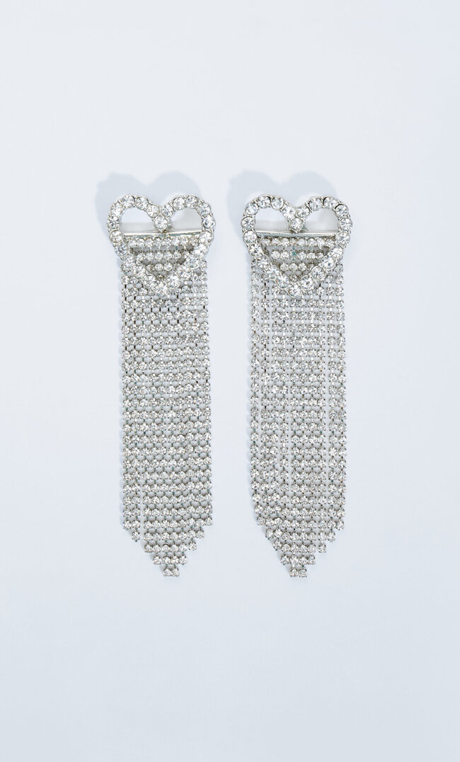 

Stradivarius Ohrringe Mit Herz Und Strass Grau M