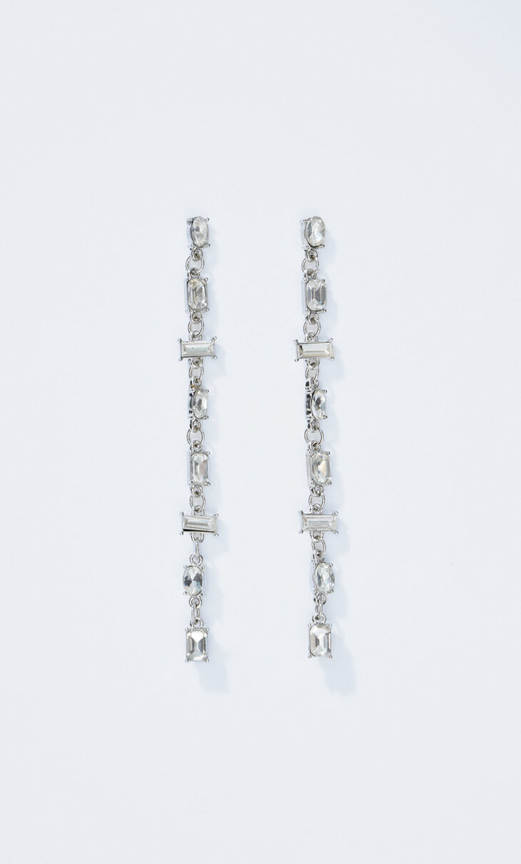 Long dangle earrings with stones