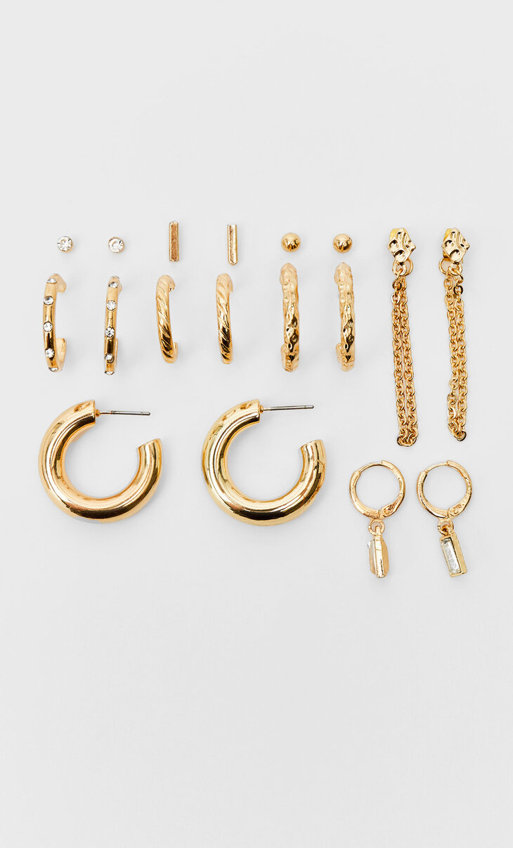 Set of 6 diamanté hoop earrings