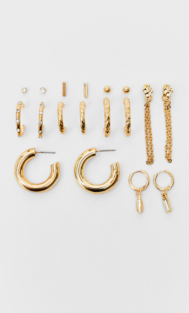

Stradivarius Lot 6 Paires De Créoles Strass Jaune M