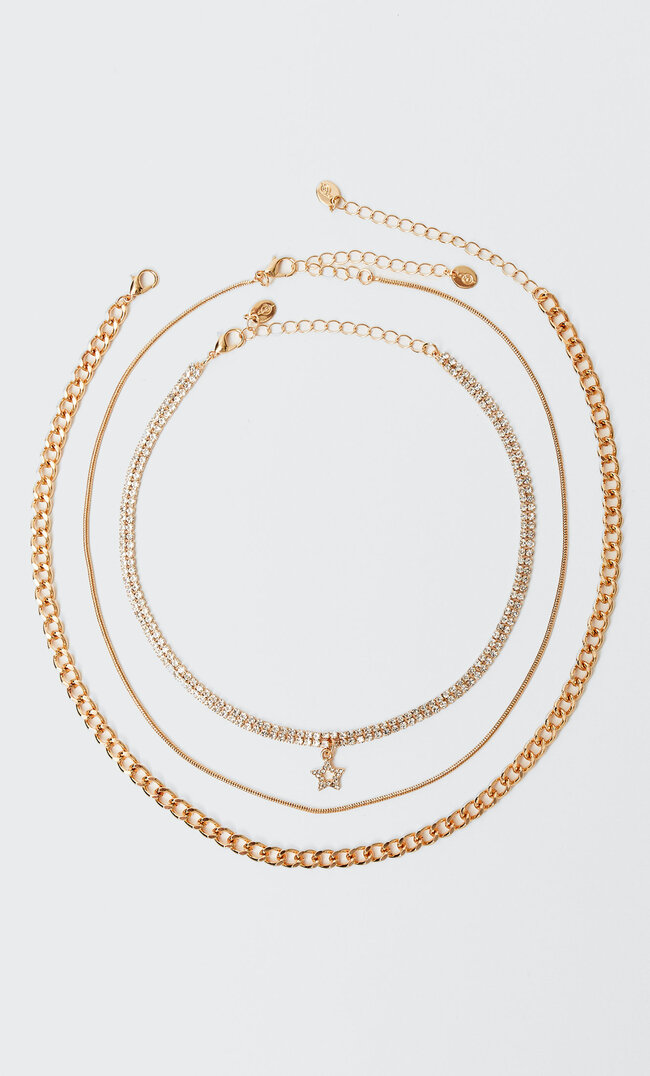 

Stradivarius Lot De 3 Colliers Choker Brillants Étoile Jaune M