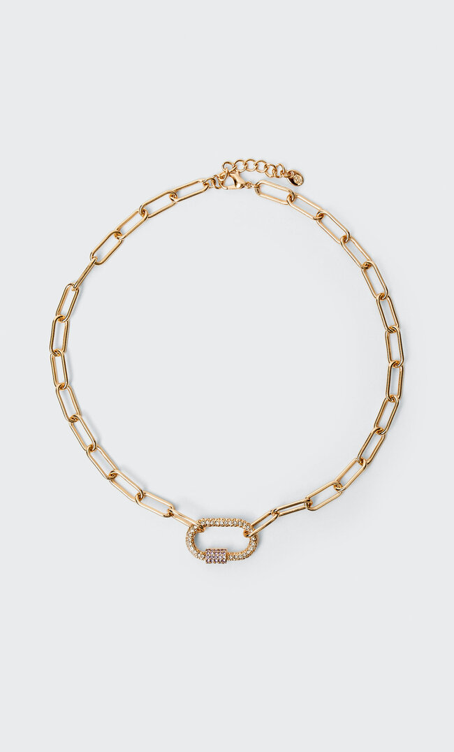 

Stradivarius Karabinerkette Mit Glitzer Gelb M