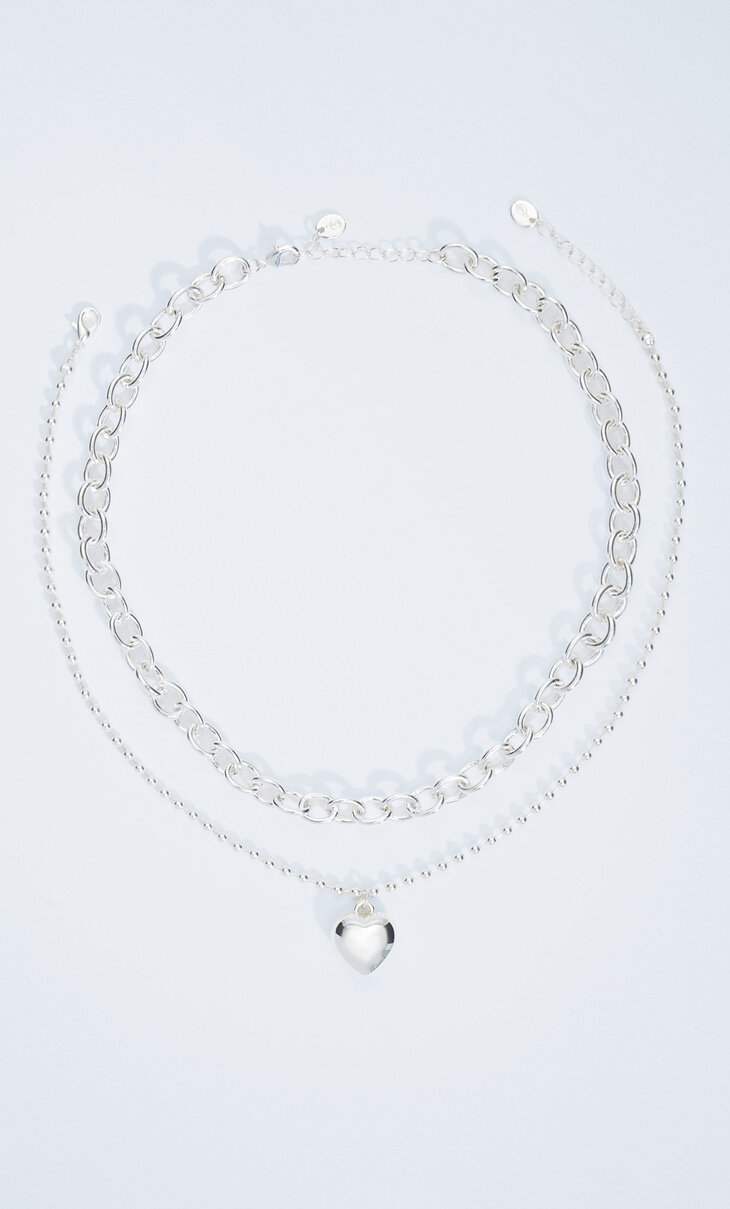 Набор из 2 ожерелий с подвеской “Сердечко”