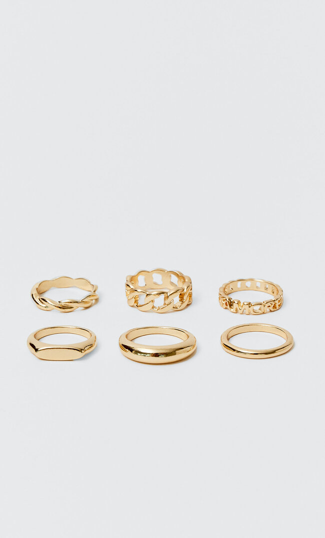 

Stradivarius 6er-Set Ringe Amore Gelb M