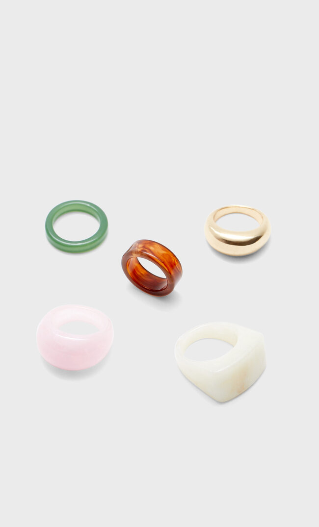 

Stradivarius 5er-Set Bunte Ringe Gelb M