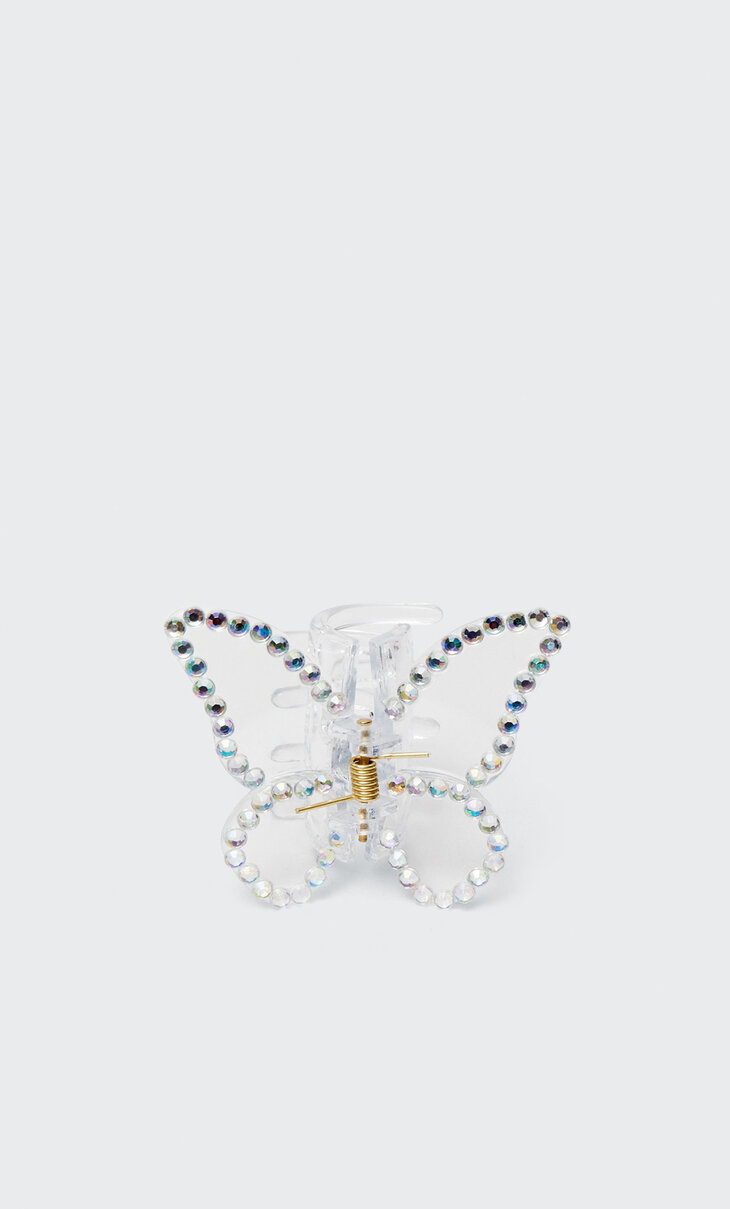 Rhinestone bead butterfly clip