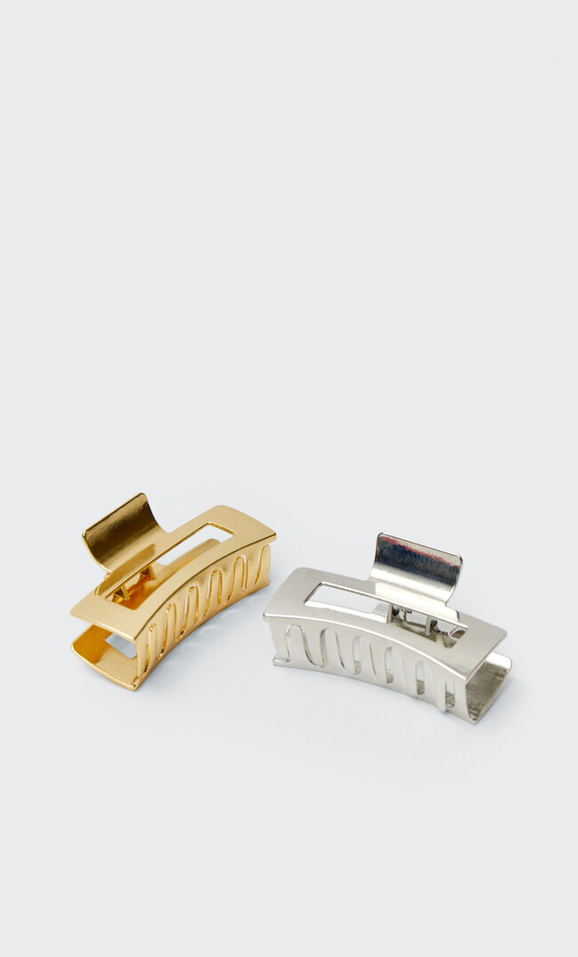 

Stradivarius Lot 2 Pinces Carrées En Métal Jaune M