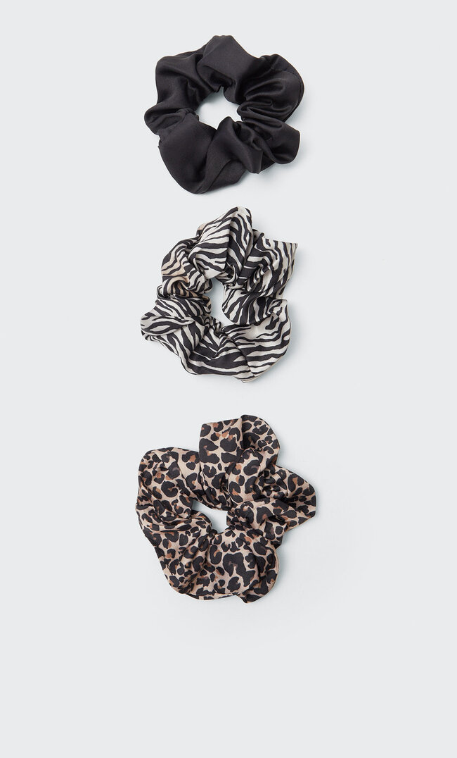 

Stradivarius Lot De 3 Chouchous Imprimé Animal Noir M