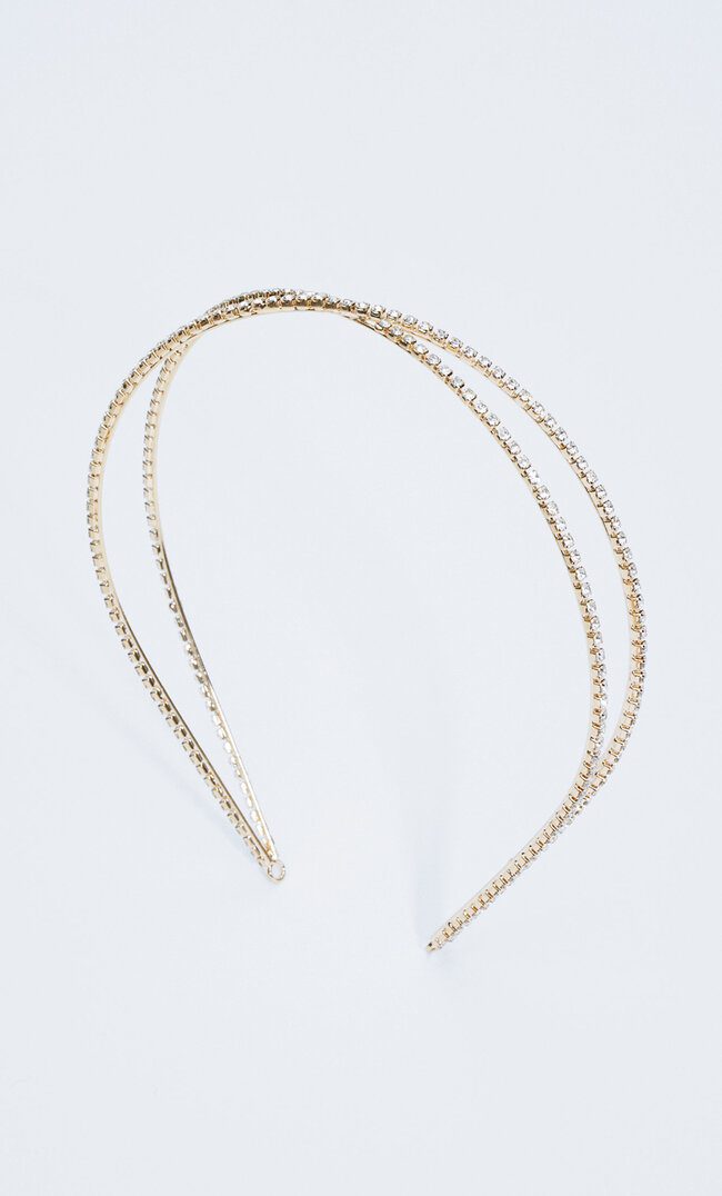 

Stradivarius Zweireihiger Haarreif Mit Strass Gelb M