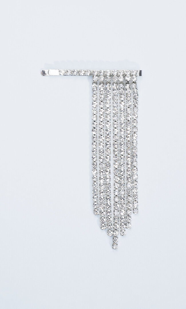 

Stradivarius Haarspange Mit Strass Und Fransen Grau M