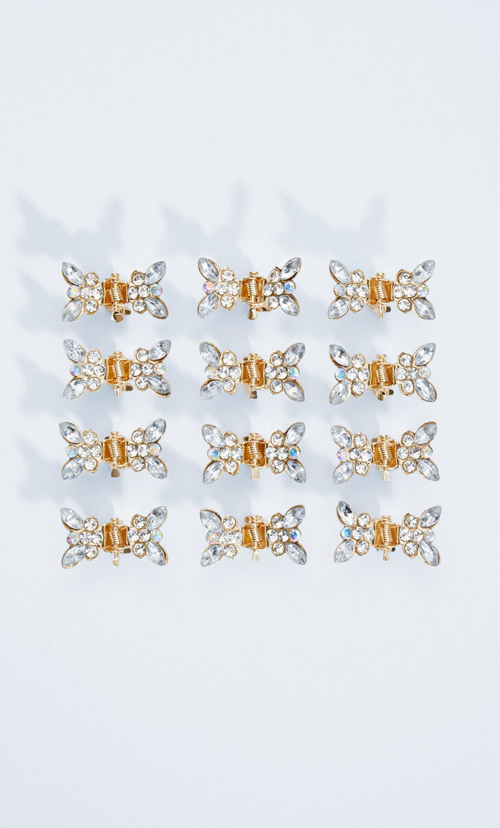 Set pinzas mini mariposas strass