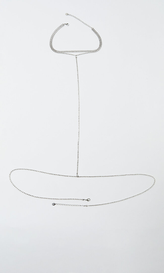 

Stradivarius Body Chain Z Chokerem Ze Zdobień Szary M