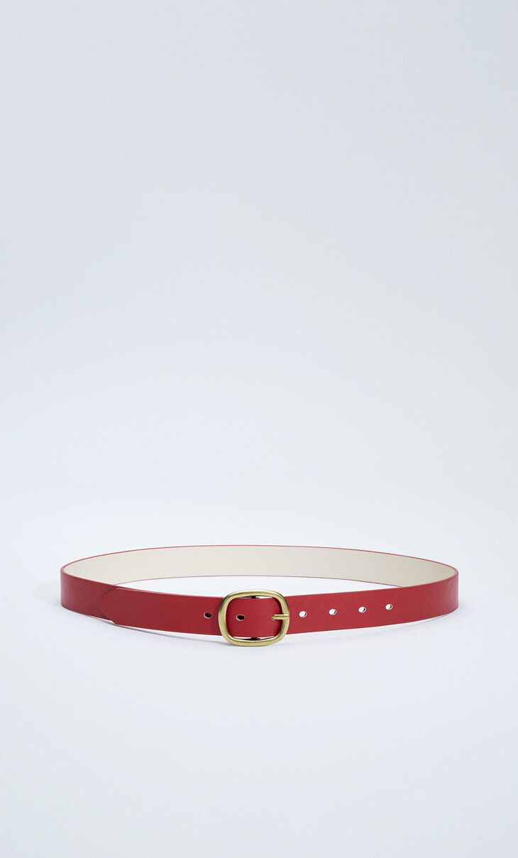 Thin belt with rectangular buckle