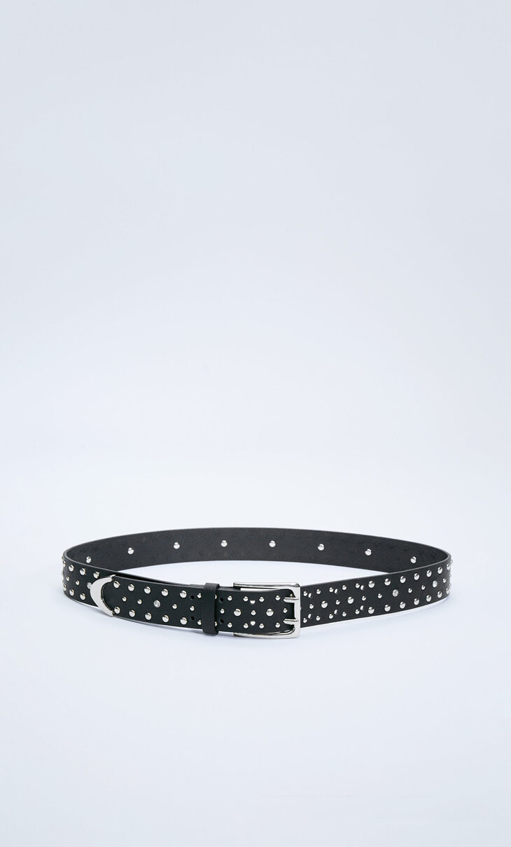 Belt with crystal rhinestones and studs