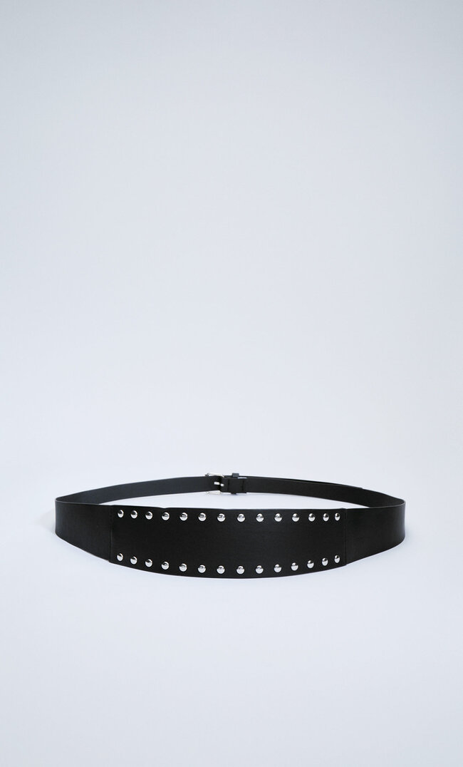 

Stradivarius Ceinture Large À Rivets Et Double Revers Noir 90