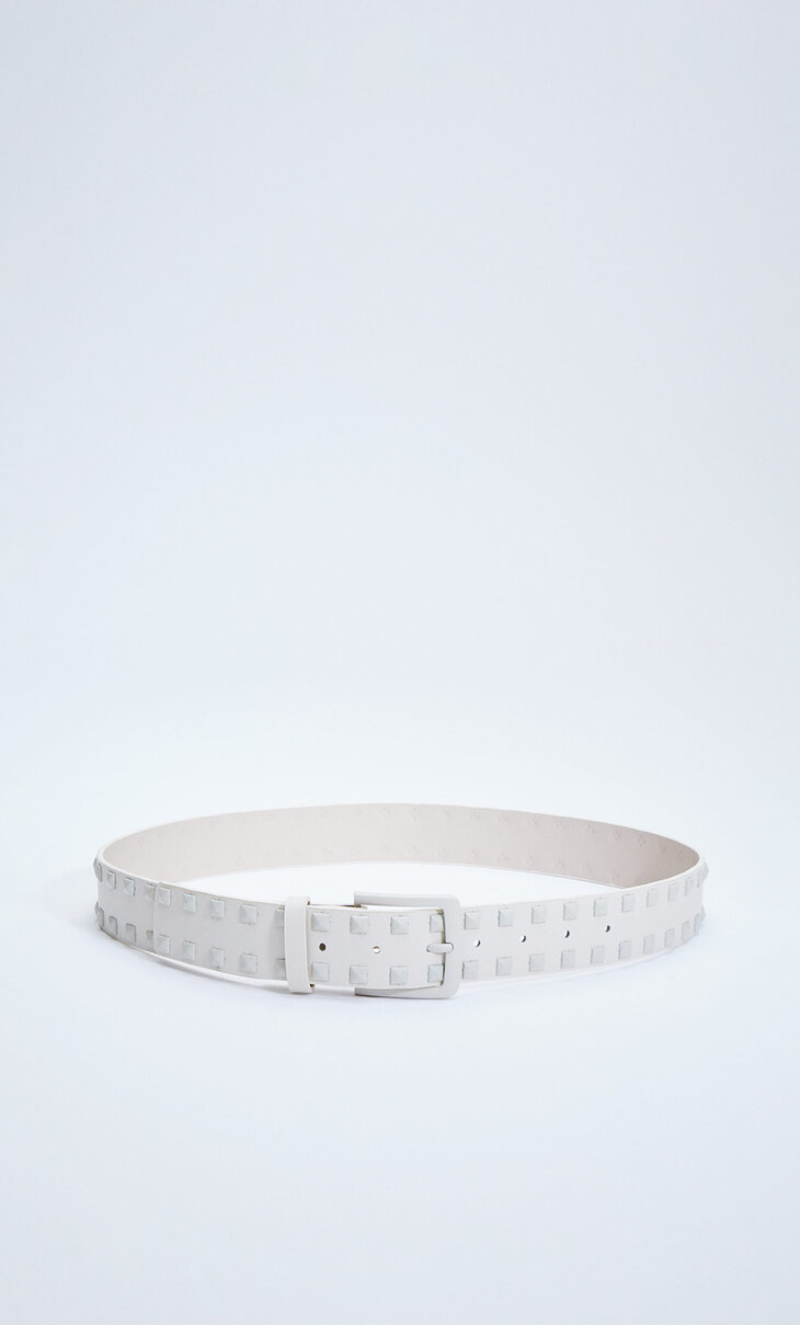 Belt with square matte studs