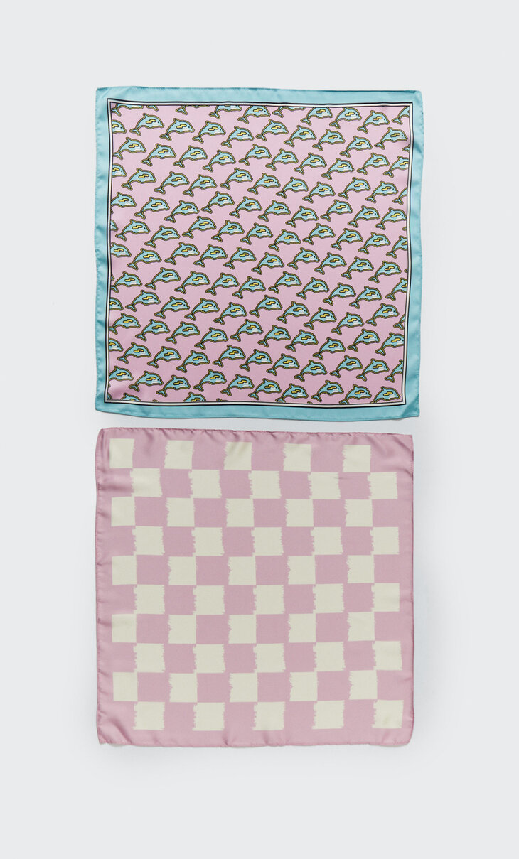 Pack of 2 dolphin and chequered bandanas