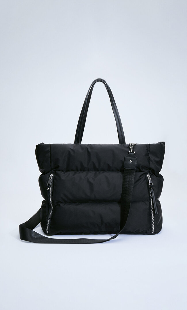 

Stradivarius Sac Cabas En Tissu À Fermetures Éclair Noir M
