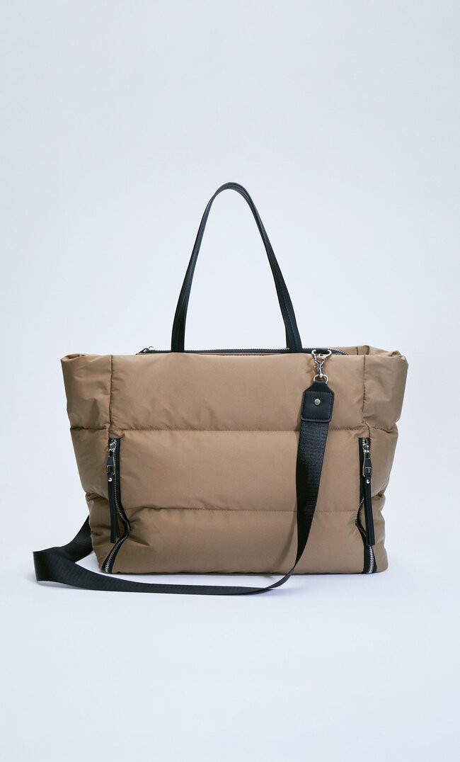 

Stradivarius Stoffshopper Mit Reißverschlüssen Transparent M