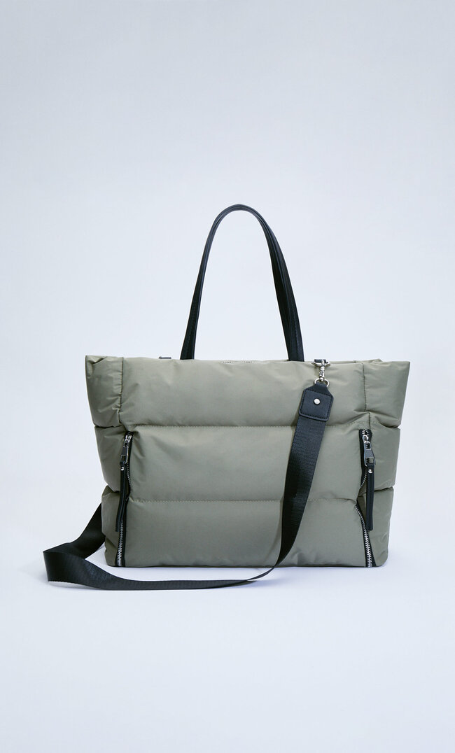 

Stradivarius Stoffshopper Mit Reißverschlüssen Khaki M