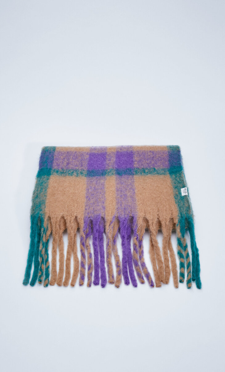 Multicoloured irregular check scarf