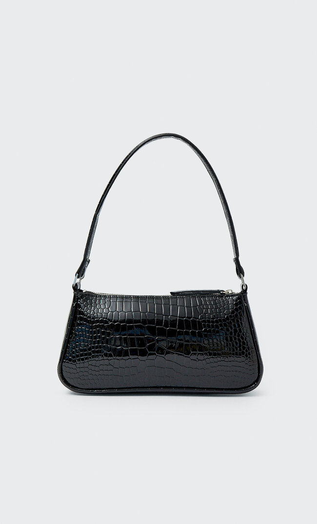 

Stradivarius Sac À Bandoulière Croco Fermeture Éclair Noir M