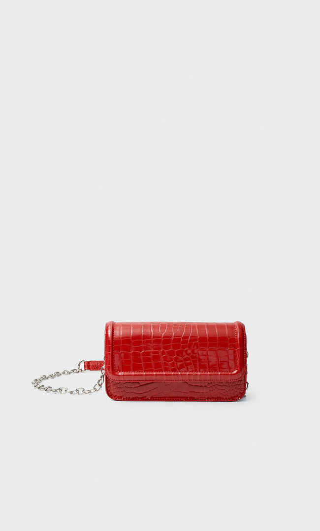 

Stradivarius Sac À Bandoulière Effet Croco Anse Chaîne Rouge M
