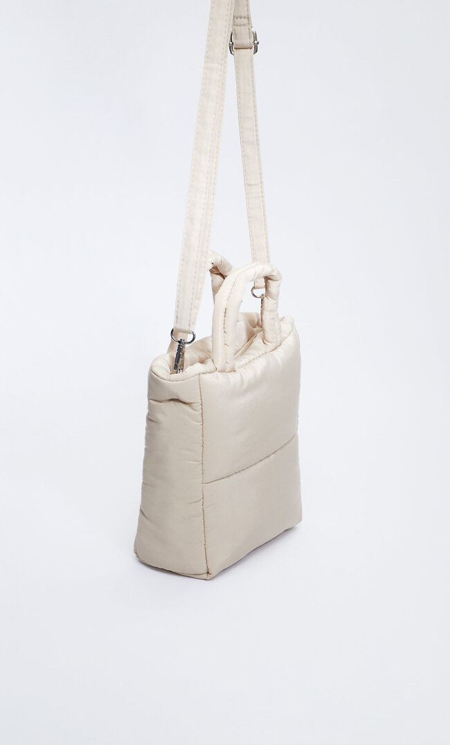 Stradivarius Mini-Sac Cabas Matelassé Écru M