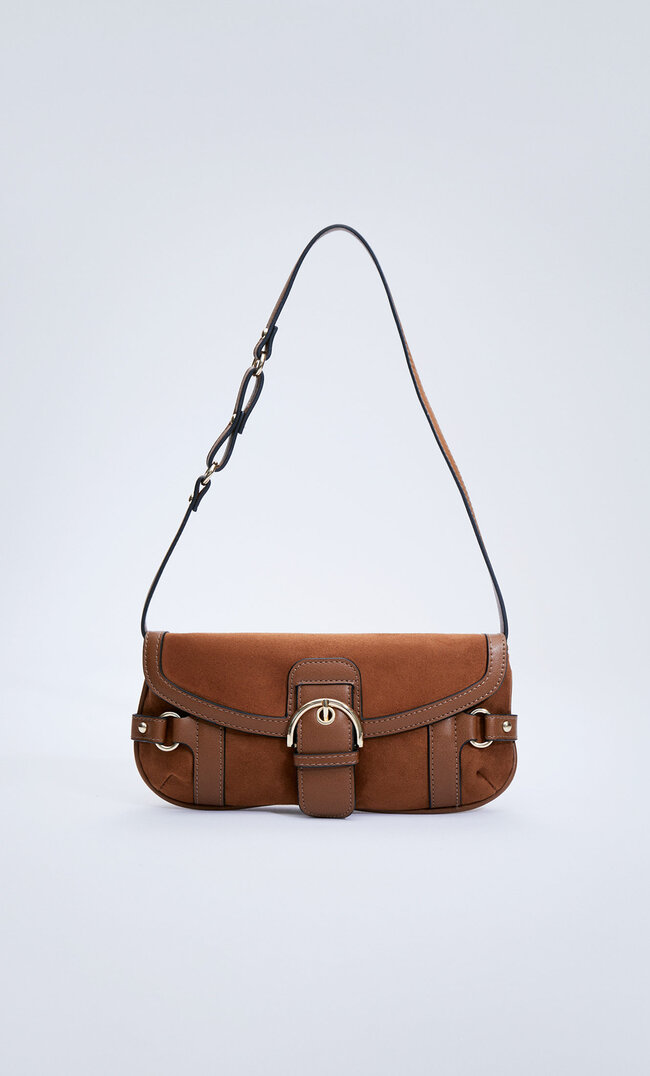 

Stradivarius Schultertasche Mit Schnalle Beige M