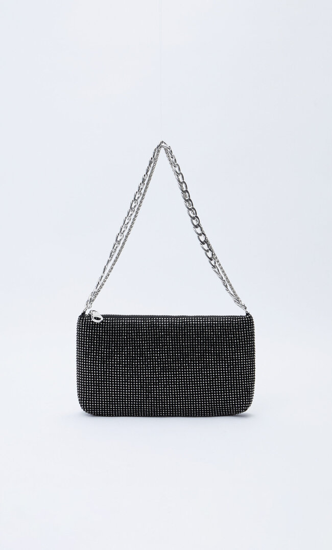 

Stradivarius Sac Porté Épaule Strass Noir M