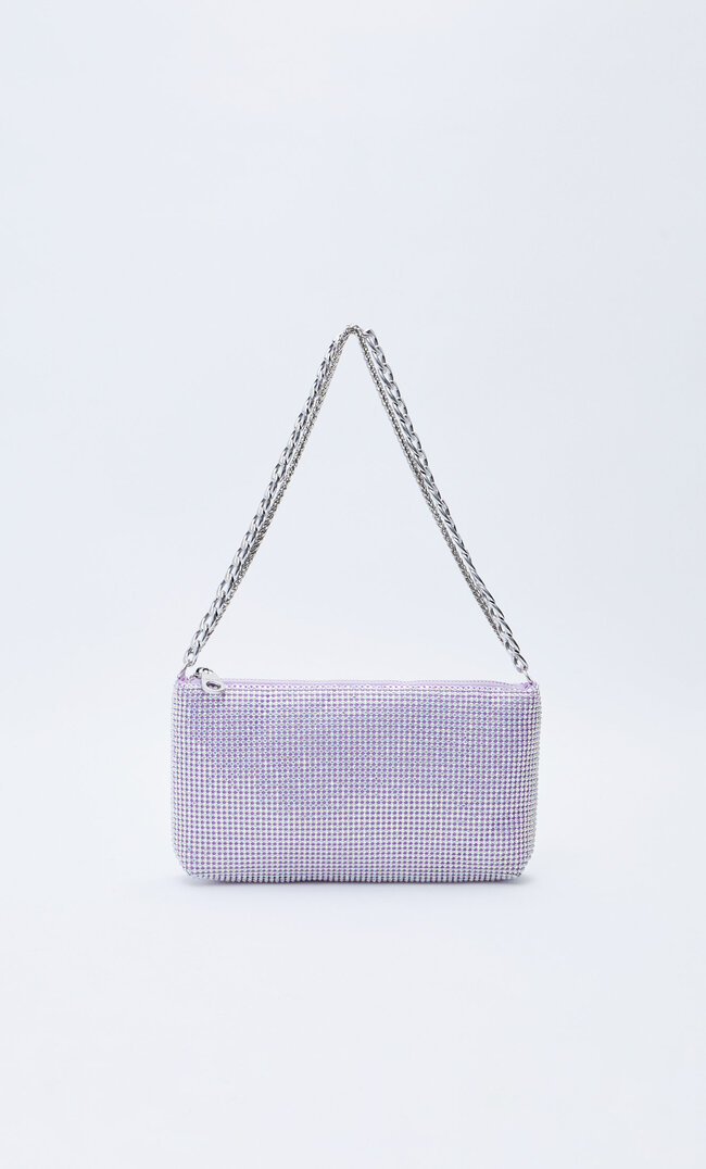 

Stradivarius Sac Porté Épaule Strass Mauve M