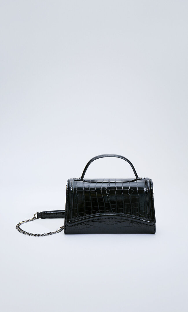 

Stradivarius Sac À Bandoulière Anse Croco Noir M