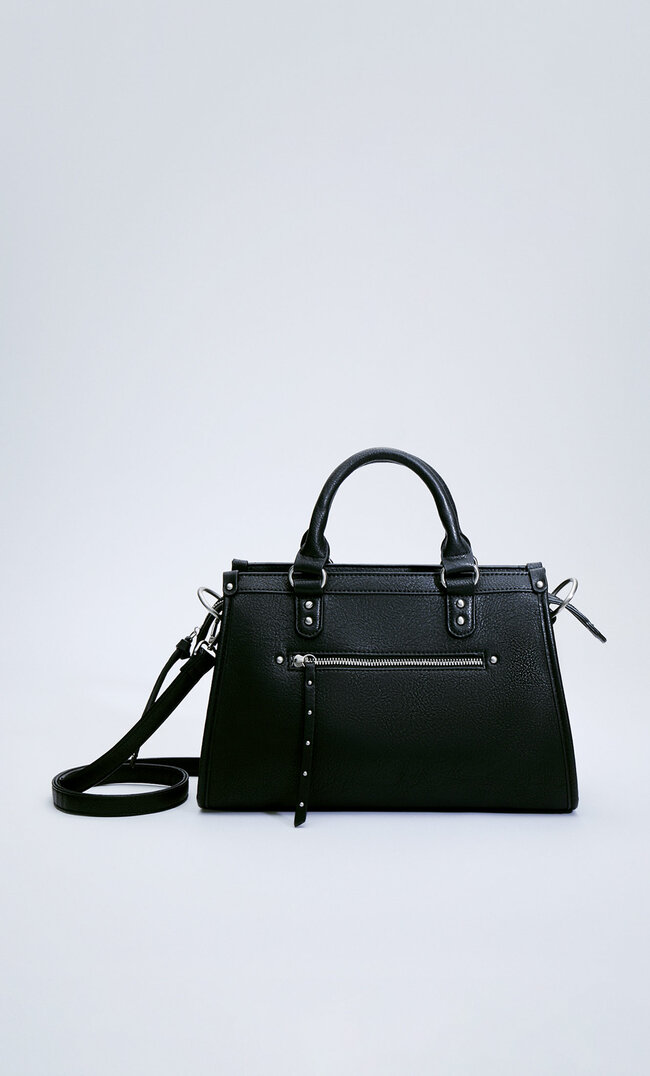Stradivarius Shopper Mit Nieten Schwarz M