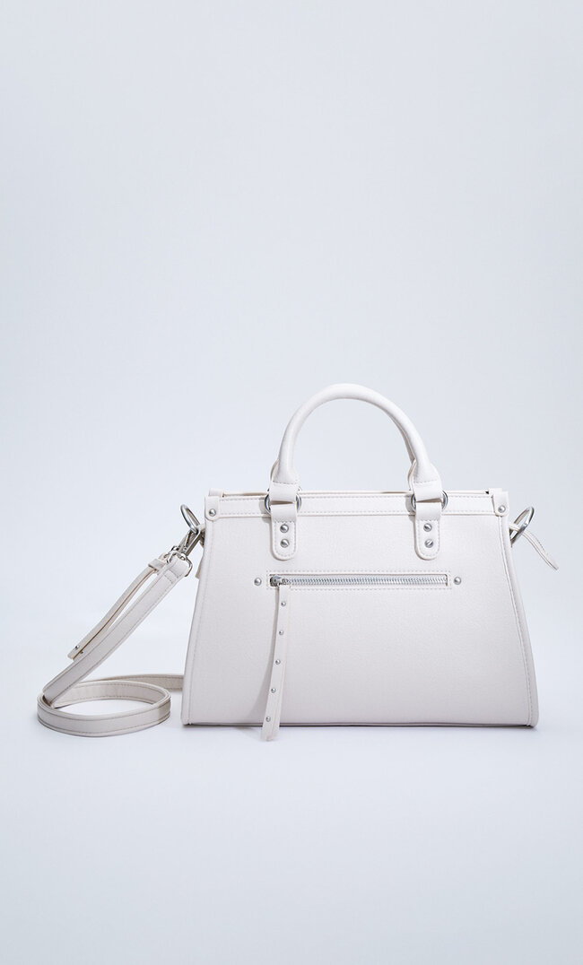 

Stradivarius Torba Tote Z Ćwiekami Ecru M