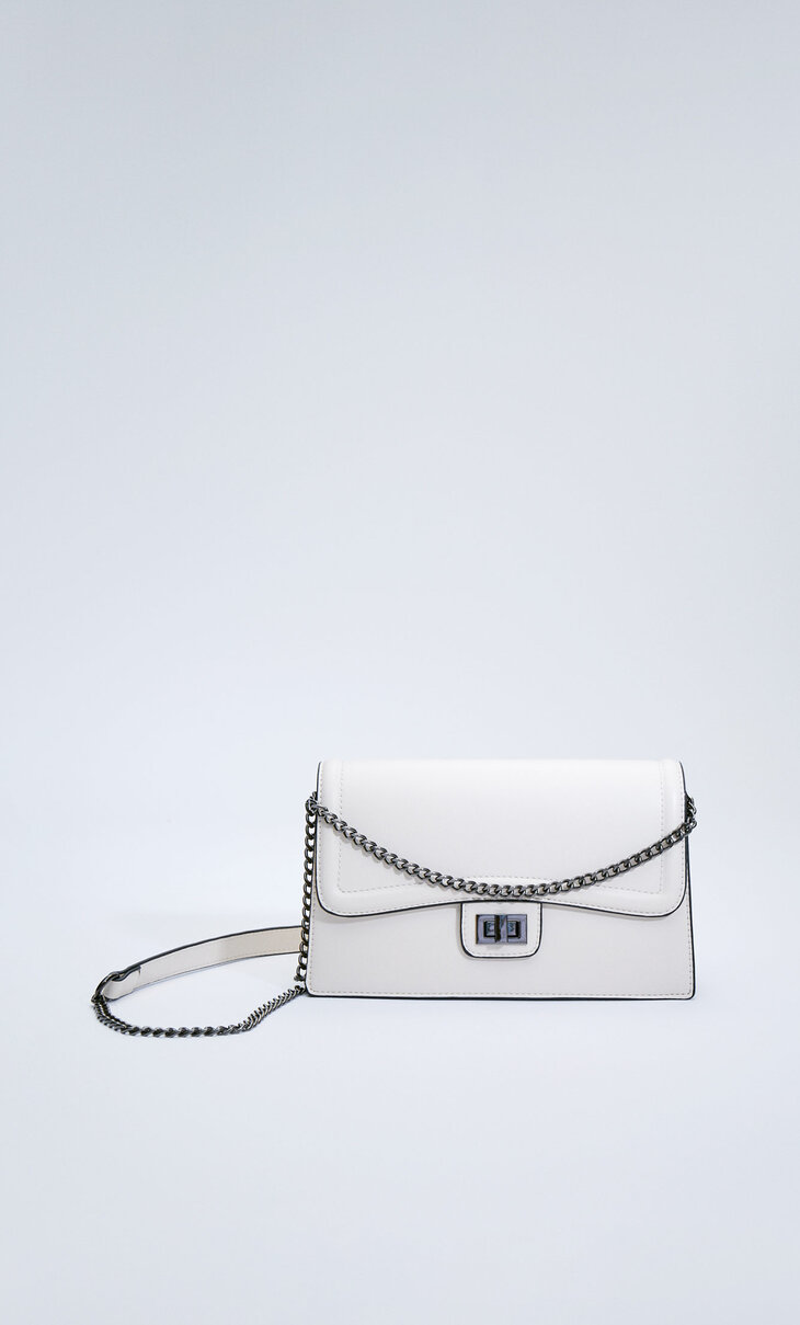 Crossbody bag with clasp and chain strap