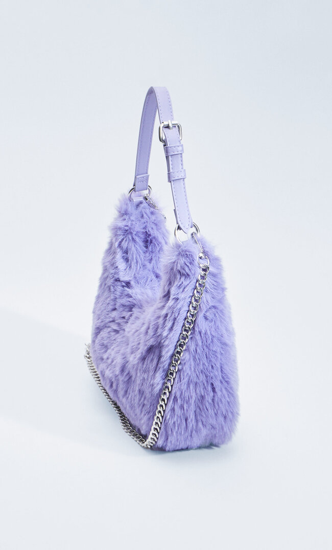 

Stradivarius Umhängetasche Mit Kunstfell Lila M