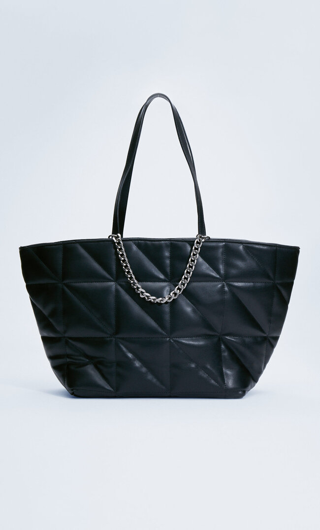 

Stradivarius Torba Shopper Z Łańcuszkiem Czarny M